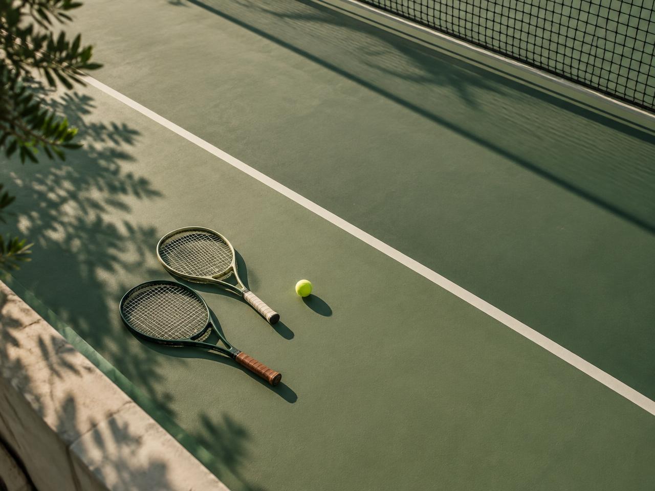 A quiet tennis court in morning light